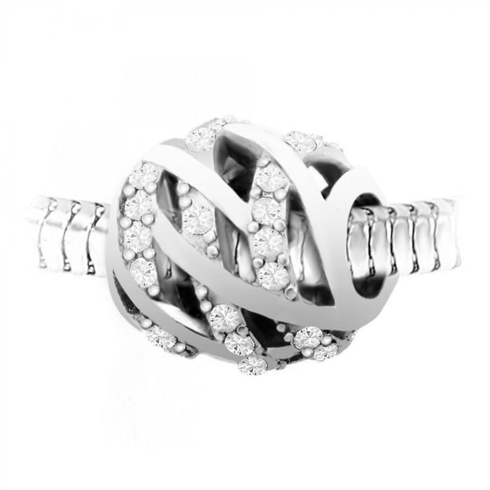 Charm perle - So Charm - Pavé de cristaux - Acier inoxydable - Compatible Pandora - Femme