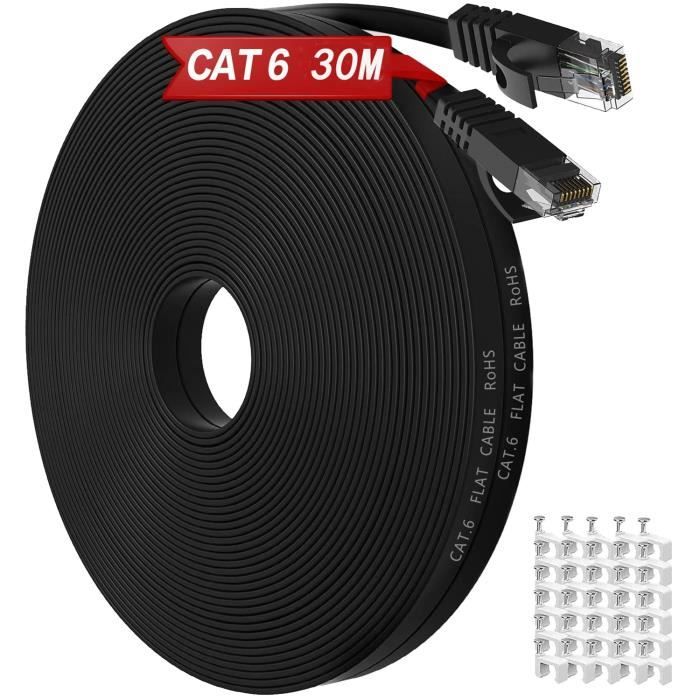 Cable Rj45 Cat 6 30m, Cable 30 Mètres Haut Debit Cable Réseau