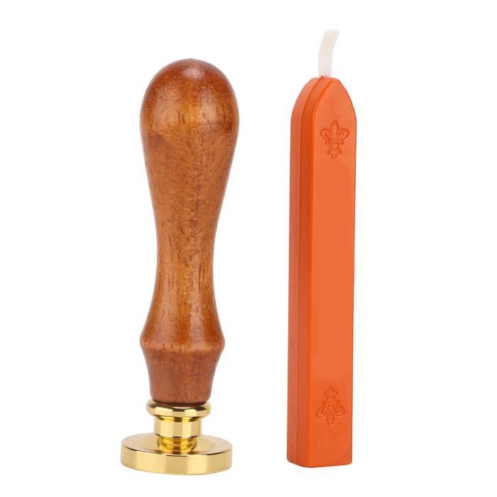 Kit Tampons De Cire Rétro 12 Sceaux Laiton + Poignée Bois - Tampon Cachet Lettres