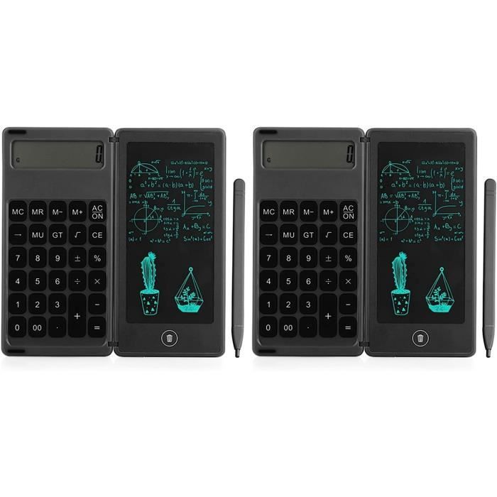 Calculatrice Scientifique 240 Fonctions Avec Tableau Blanc 6 Pouces - Stylet Inclus, Couvercle, Batterie CR2025 Noire