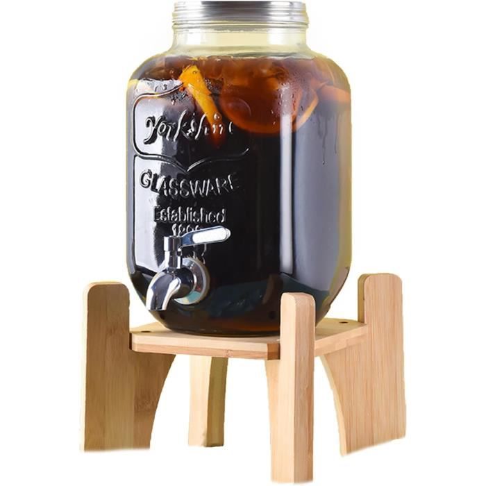 Well Home Distributeur De Boissons En Verre 3 Litres Avec Robinet Et Couvercle Inox - Design Yorkshire