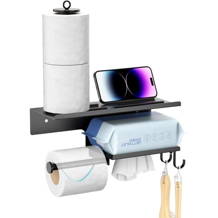 GULICA Porte-Papier Toilette Double Mural Inox SUS304 Miroir 8K – Avec Étagère Téléphone – Robuste & Élégant