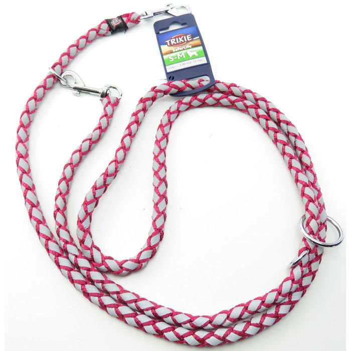 Laisse Cavo Reflect ø12mm x 2 M Fushia réglable pour chien - Trixie