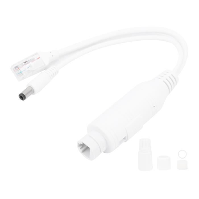 Socobeta Injecteur de séparateur POE séparateur POE étanche 48 V à 12 V Adaptateur POE pour caméra IP à Usage intérieur extérieur avec Kit de Couverture étanche à la Pluie