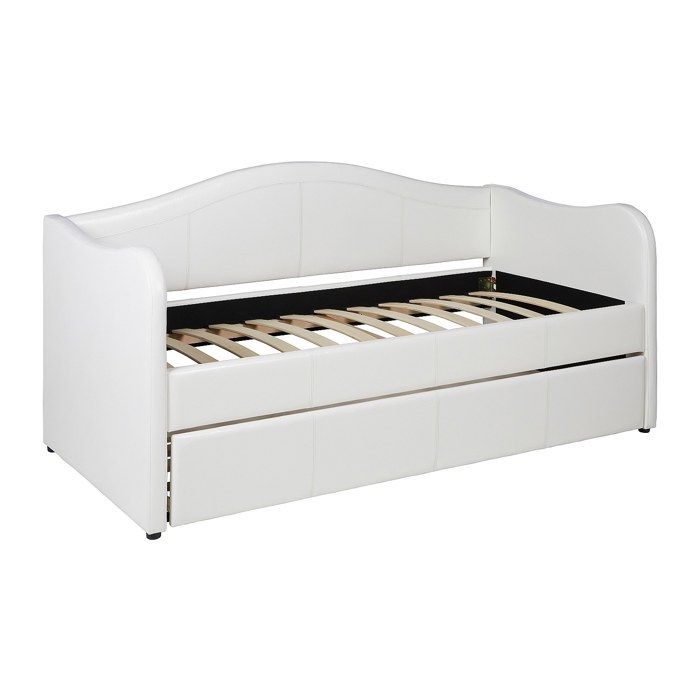 Lit banquette gigogne MATHILDE - 2 x 90 x 190 cm - Simili - Blanc