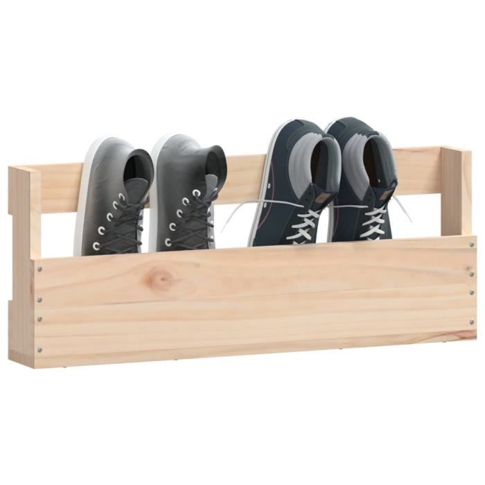 Rack Mural à Chaussures 2 Pièces - Tissu Oxford 18x17 Pouces - Poches Latérales - Autocollant Sans Perçage