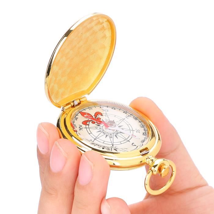 Boussole De Poche En Laiton Vintage – Étanche, Gravée, Couvercle Automatique – Pour Camping, Randonnée Ou Navigation