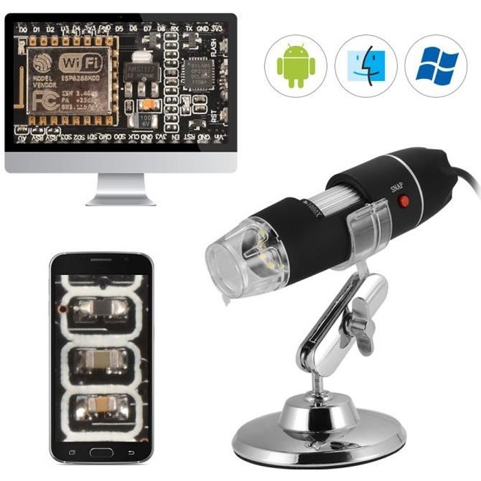 Microscope Numérique XCSOURCE 40X-1000X Zoom USB avec 8 LED et Stand TE895  - Blanc - Cdiscount Appareil Photo