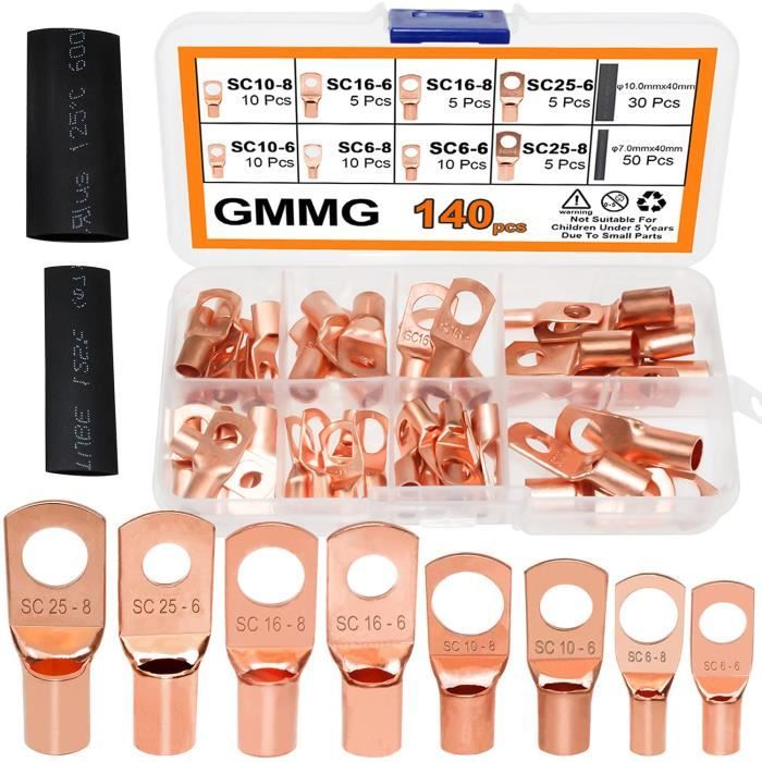 Embouts De Câble œillets En Cuivre Nu DT-120 - 2 Pièces - Bornes Tubulaires à Anneau