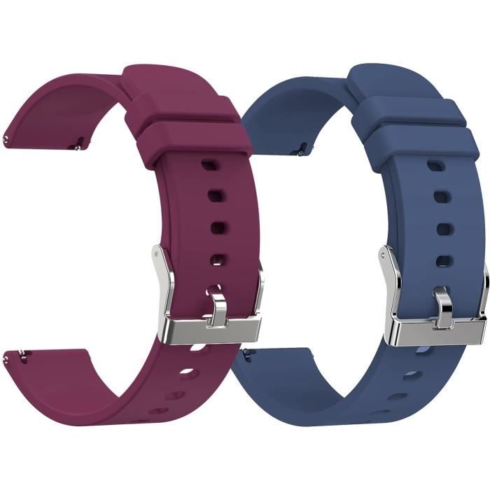 Bracelet De Montre Réglable 20mm En Acier Inoxydable Et Silicone - Noir - Étanche - Neuf