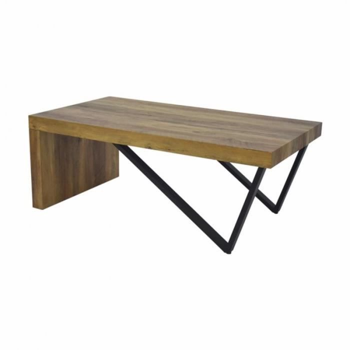Table Basse Design Vintage En Bois Avec Pieds Triangulaires En
