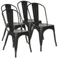 Chaises en métal Design Industriel Noir - JINKEEY - Lot de 4 - Structure renforcée - Patin de protection-1