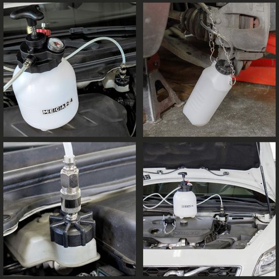 Kit Purgeur De Freins 3L Manuel Voiture - Avec Bouteille 1L Et 4 Adaptateurs Maître-Cylindre