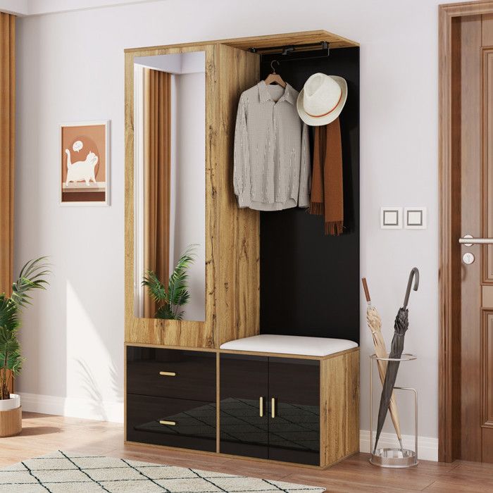 Ensemble de meubles de couloir Blanc Bois d'ingénierie REO13578 Ensemble de meubles de couloir Blanc Bois d'ingénierie REO13578