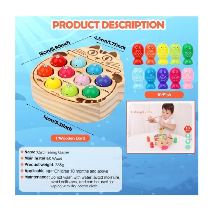 Seagoal Jouet Enfant 2 Ans | Jeux Montessori 2 Ans | Jouet en Bois Jeu de Pêche Magnetique | Cadeau Fille Garcon Bébés 2 3 4 Ans | Votre wishlist sur