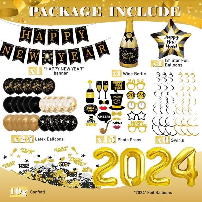 Décoration Nouvel an 2024, Kit de Ballon 2024 Deco Fete Nouvelle