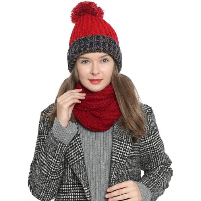 Écharpe Tube Pour Femme Chaude Et Douce En Tricot[p6402] Rouge Foncé