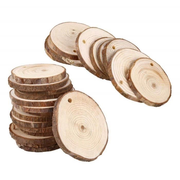 Chenkou Craft Lot de 30 boutons ronds en bois naturel 4 trous