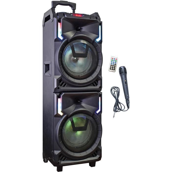 Enceinte Karaoké Lumineuse INOVALLEY HP59-XXL 800W - Bluetooth, Batterie, Micro Sans Fil, Lumières LED