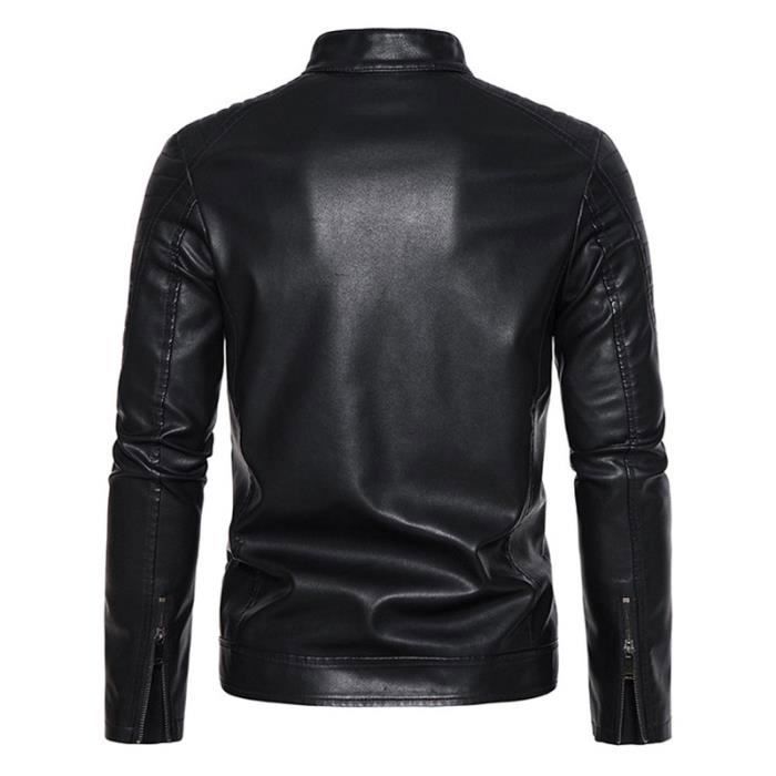 Blouson Homme en Cuir Mi saison OEIN Noir Coupe normale Confortable Noir Cdiscount Pret a Porter