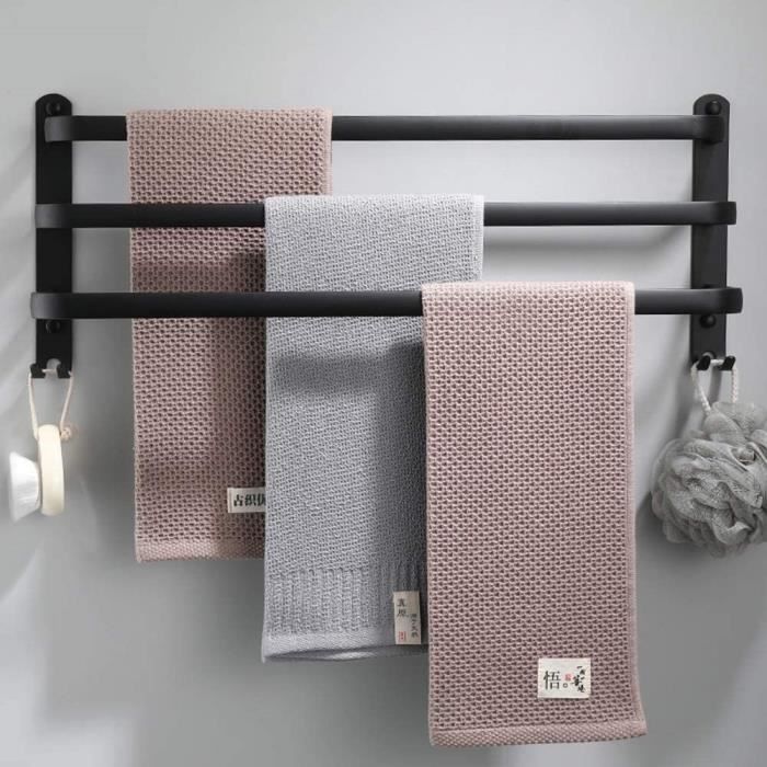Porte-serviettes 3 Barres Acier Inoxydable SUS304 - 75 Cm - Finition Brossée - Pour Salle De Bain Et Douche - Installation Murale Facile