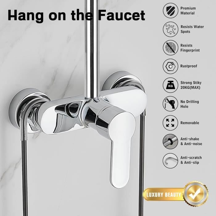 Étagère Douche MAMHUN - Suspendue Sans Perçage - Noir - Aluminium - Supporte 10kg