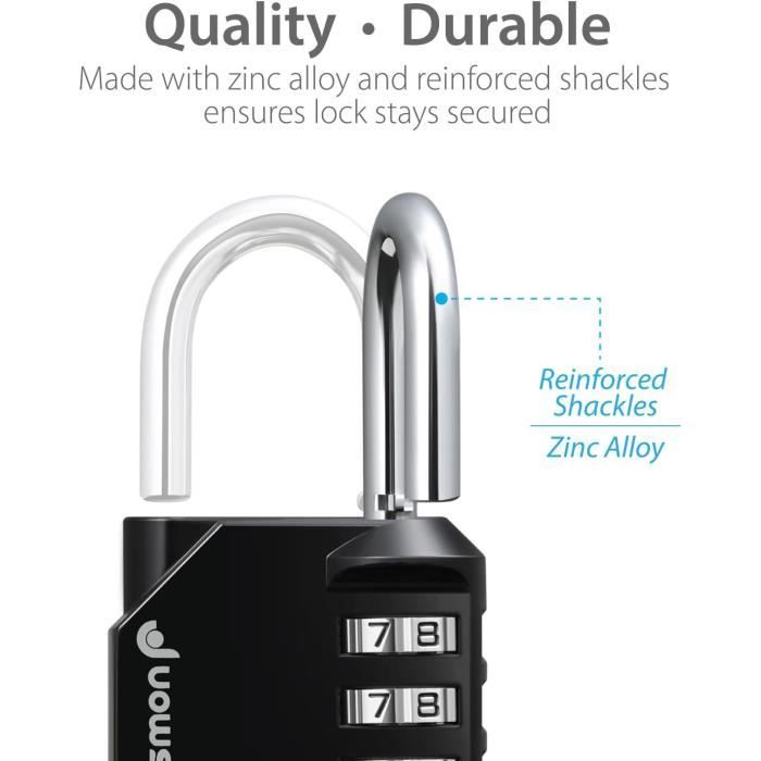 Cadenas Code 4 Chiffres, 52Mm Cadenas Extérieur Etanche, Robuste Et