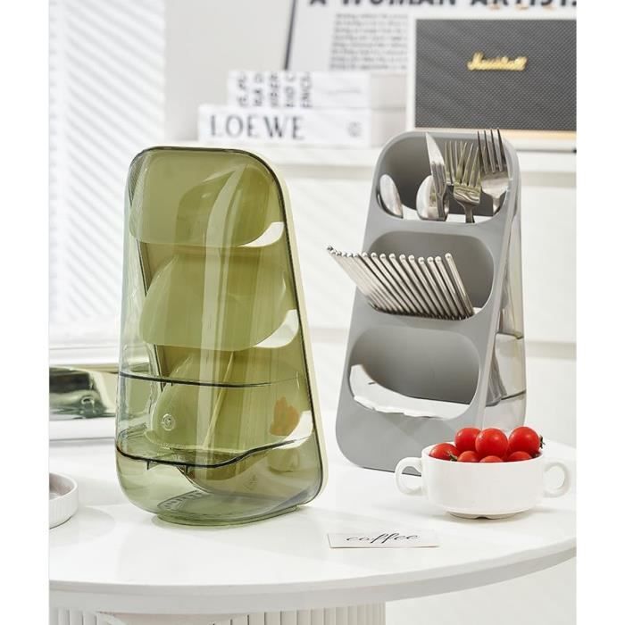 Présentoir à Couverts De Cuisine 2 Pièces - En PP - Avec Trous D'évacuation - Range Couteaux, Fourchettes, Ustensiles - 11