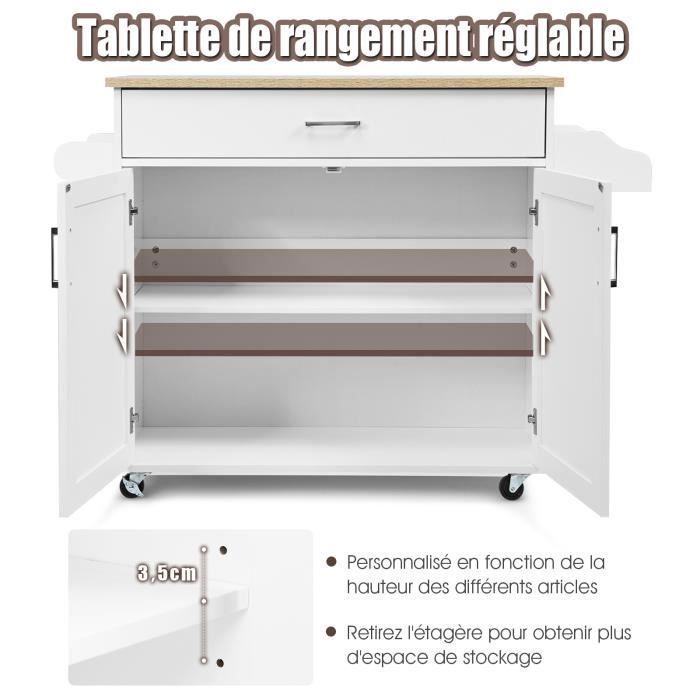 Chariot De Rangement 3 Niveaux GIANTEX - Pliable, Roues Frein, Pour Cuisine, Salon, Bureau