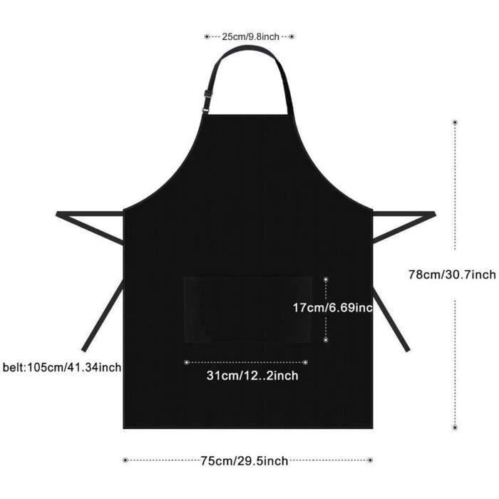 Tablier de Cuisine Noir Moderne et Fashion Cuisson Chef Cuisson Artisanat  Tablier Avec 2 Poches Noir Pour Hommes Femmes - Cdiscount Maison