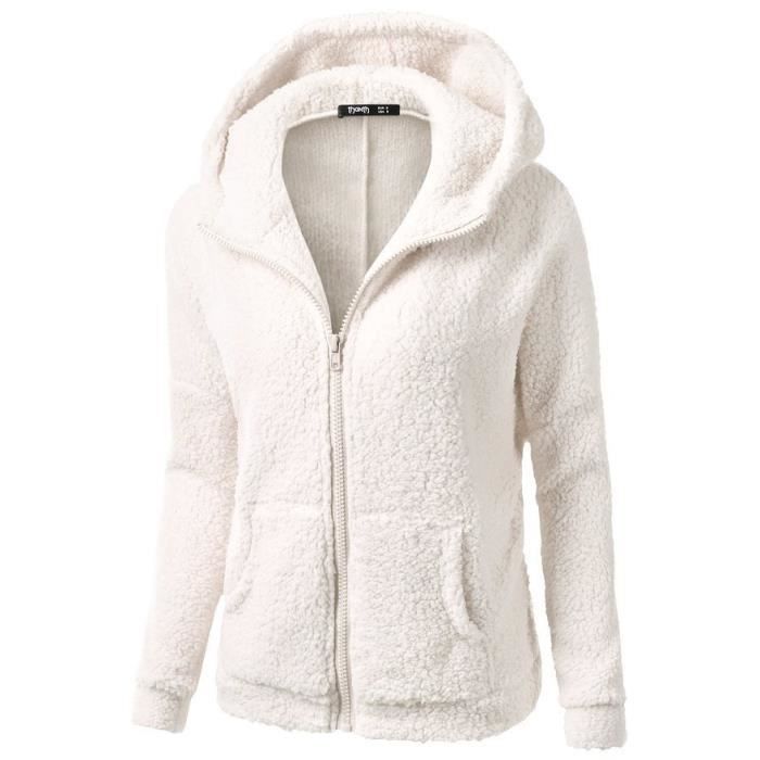 Femme Sweat à Capuche Fleece Marque Veste Polaire Zippé