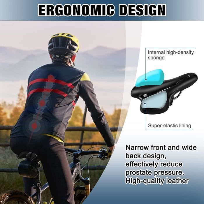 ENJOHOS Hommes Femmes en Cuir Rembourré Selle De Vélo Professionnel Vélo De  Montagne Gel Selle VTT Vélo Coussin Vélo équipement 102 - Cdiscount Sport