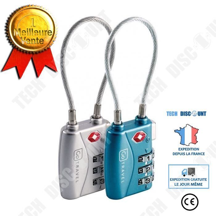 2 Mini Cadenas à Code 3 Chiffres - Alliage Zinc, Câble Flexible, Pour Valises, Sacs, Casiers, Voyage