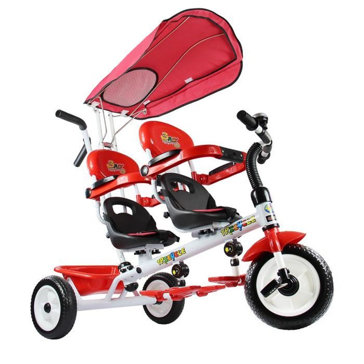 Tricycle Pour Jumeaux 4 En 1 Tricycle A Velo Enfant Bebe Evolutif Avec Auvent Pliable Et Arceau De Securite Roues Silencieuses Rouge Cdiscount Sport