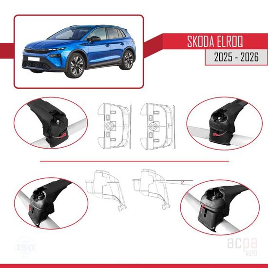 Compatible avec Skoda Elroq 2025-2026 ACE-2 modèle Barres de Toit Railing Porte-Bagages de Voiture Gris Aluminium Barres