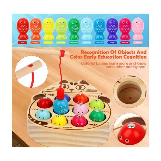 WDJLNZB Jouets en Bois Jeu de Peche Magnetique, Jeu de Peche Bois pour WDJLNZB Jouets en Bois Jeu de Peche Magnetique, Jeu de Peche Bois pour