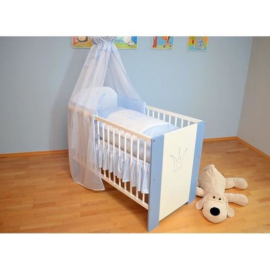 Berceau Bebe Lit Bebe 1 X 60 Cm Couronne Bleu Set De Lit Commode A Langer Bebe 3 Tiroirs Materiel De Haute Qualite Cdiscount Puericulture Eveil Bebe