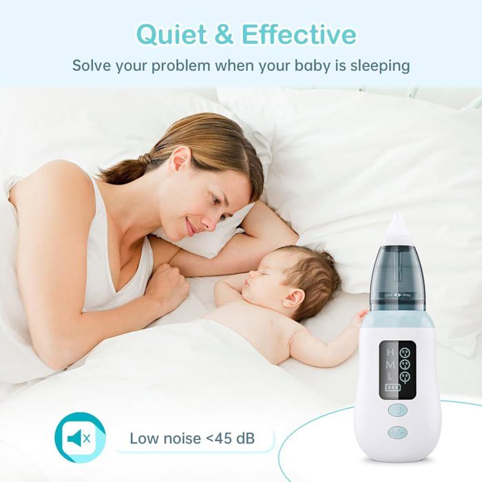 Aspirateur Nasal Bébé Manuel - Avec 40 Tampons Filtrants | Nettoyage Nez Enfant, Morve | Design Anti-Reflux, Prise Confortable
