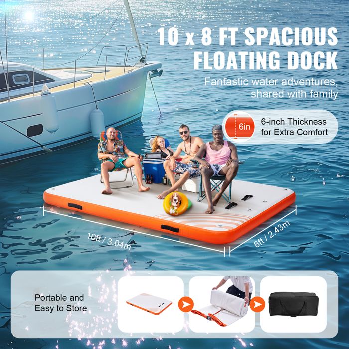 VEVOR Quai Flottant Gonflable 3,05x1,83 m Plateforme de Quai Gonflable VEVOR Quai Flottant Gonflable 3,05x1,83 m Plateforme de Quai Gonflable