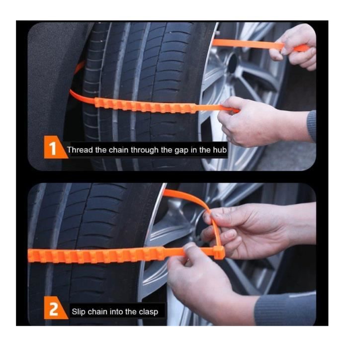 10 Chaînes à Neige Antidérapantes Pour Pneus - Bride En Nylon Réglable - Pour Voiture, VAE, Moto - Urgence Neige/boue