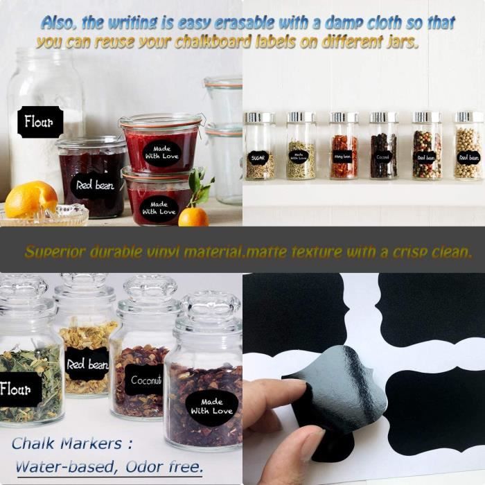 Étiquette De Tableau NoirEtiquettes Cuisine Réutilisables Autocollants