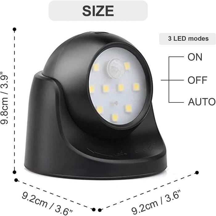 20W Projecteur LED Avec Détecteur de Mouvement, 24 LEDs Spot LED