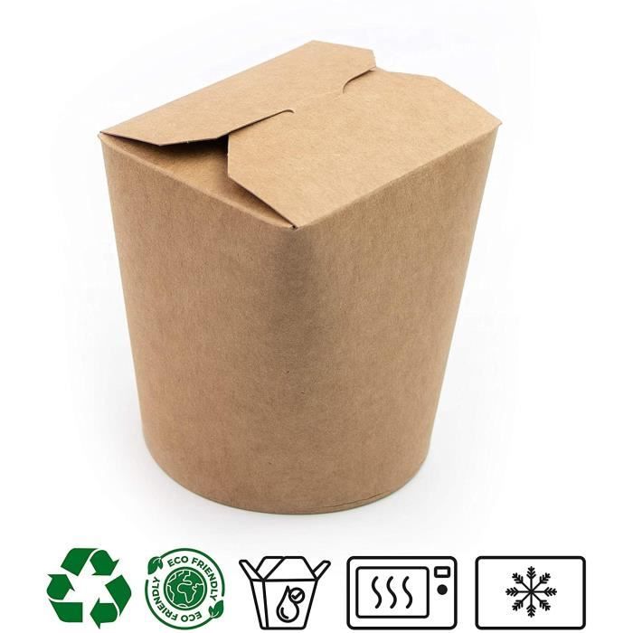 Lot de 50 boîtes Marrons en Carton 480ml - Récipient Alimentaire jetable  pour Nourriture à emporter - Pasta Box pour Nouilles-[586] - Cdiscount  Maison