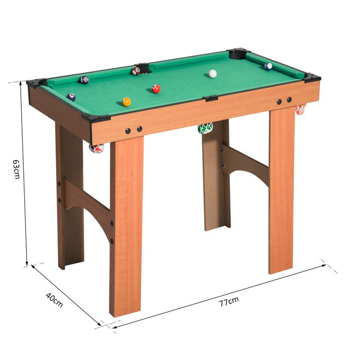 Mini Table De Billard Décorative - 20x11x6 Cm - Avec 16 Balles Et 2 Queues - Réplique échelle 1:14 - Idéal Décoration Salle De Jeux Ou Cadeau