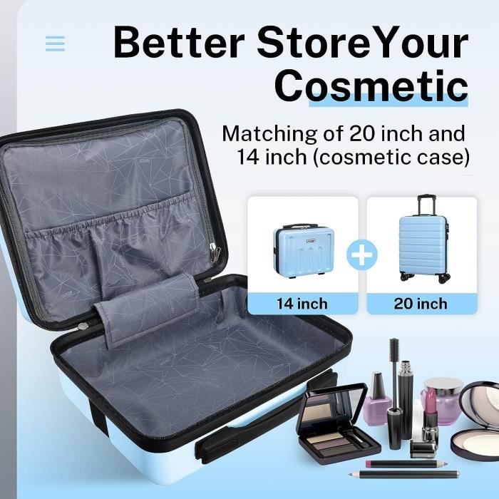 Valise Cabine 20" HUIDA TECH - USB, Serrure TSA, Compartiment Ordinateur - Noir - Extensible