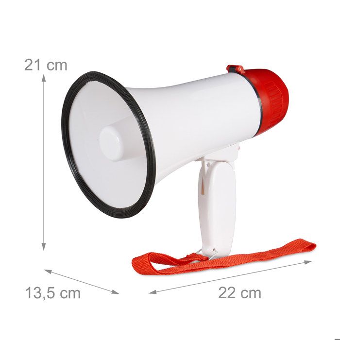 Mégaphone Wasserbetten1a 10W – 120 DB, Corne De Supporter Allemagne, Avec Contrôle Volume, Noir