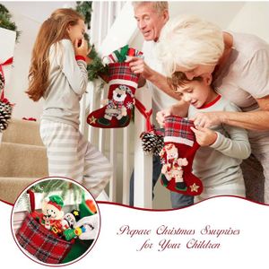 Lot De 4 Chaussettes De Noël Personnalisables - Décoration Sapin Père Noël, Bonhomme De Neige, Ours Polaire, Renne