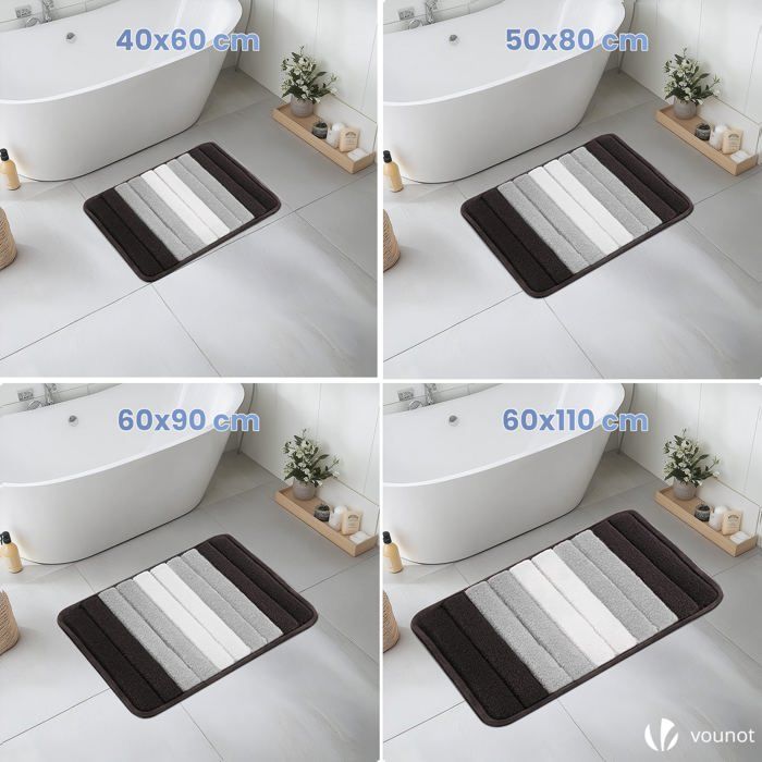 Tapis de Bain Antidérapant - Ho - Gris - 50 x 80 cm - Microfibre Douce Tapis de Bain Antidérapant - Ho - Gris - 50 x 80 cm - Microfibre Douce