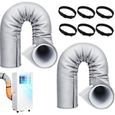 2pcs Gaine isolante – – Isolation thermique 3 couches avec 6 sangles – pour climatiseur portable – Gris 150x53cm