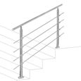 Garde-corps Rampe d'escalier Escalier Acier Inoxydable utilisable comme , Parapet rambarde, balcon ou terrasse 100cm avec 4 Tringles-0